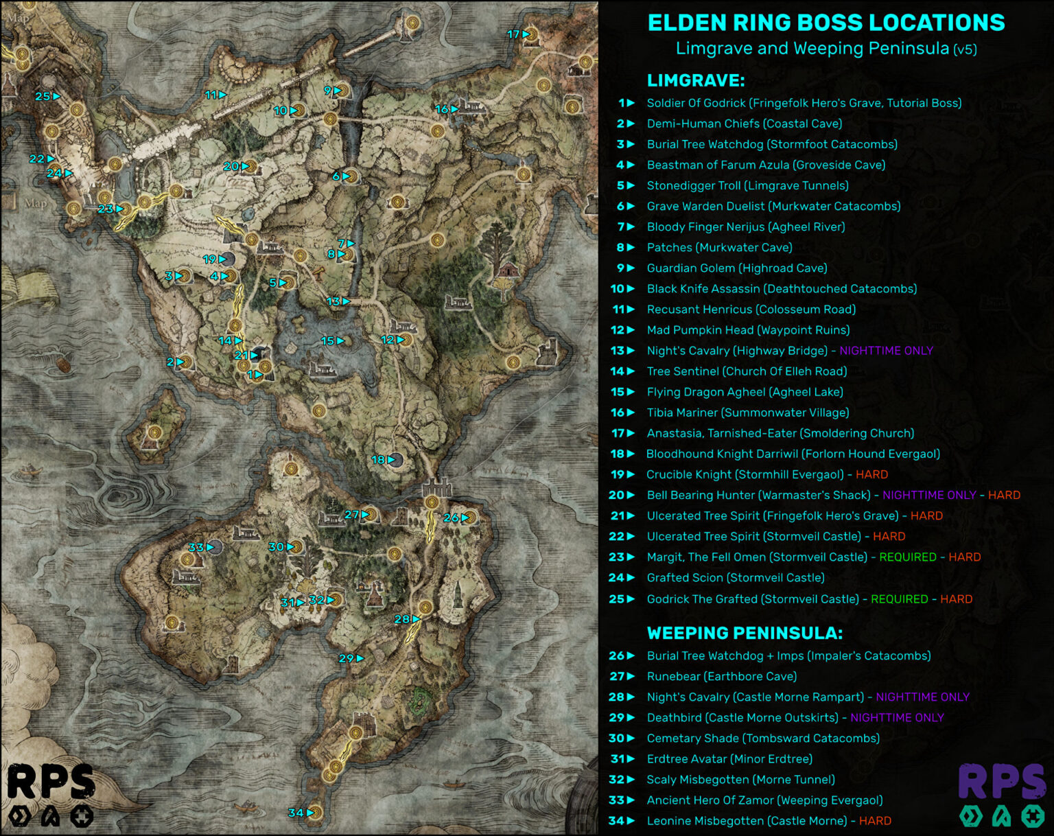 Location of all bosses in Elden Ring: Map of locations where to find ...