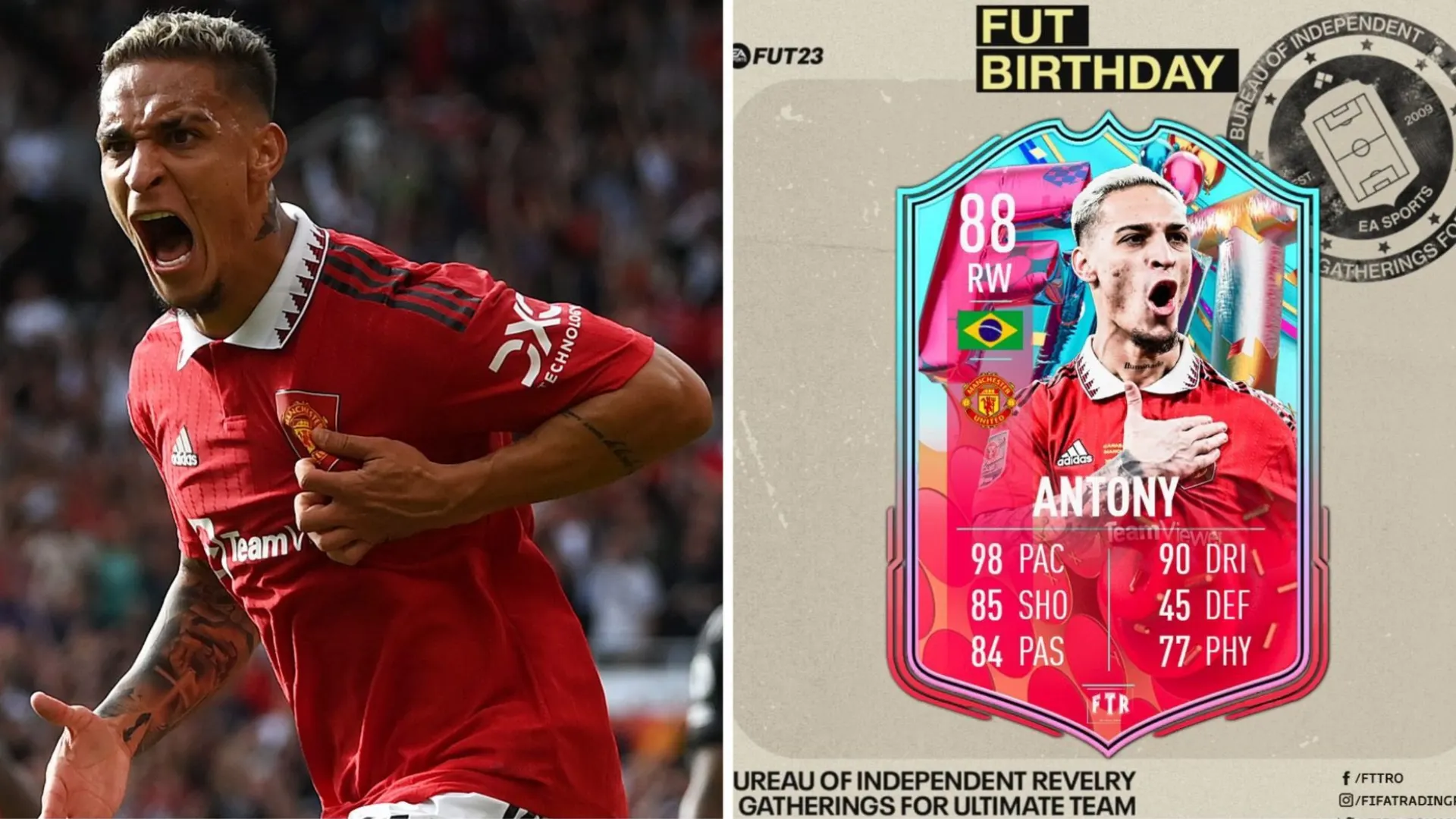 Утечки FIFA 23 раскрыли Антони как игрока FUT Birthday Team 2