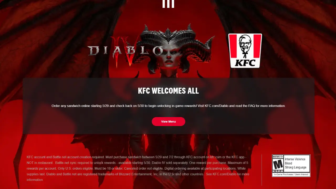 Промо-акция Diablo 4 x KFC: как получить все пять косметических награды