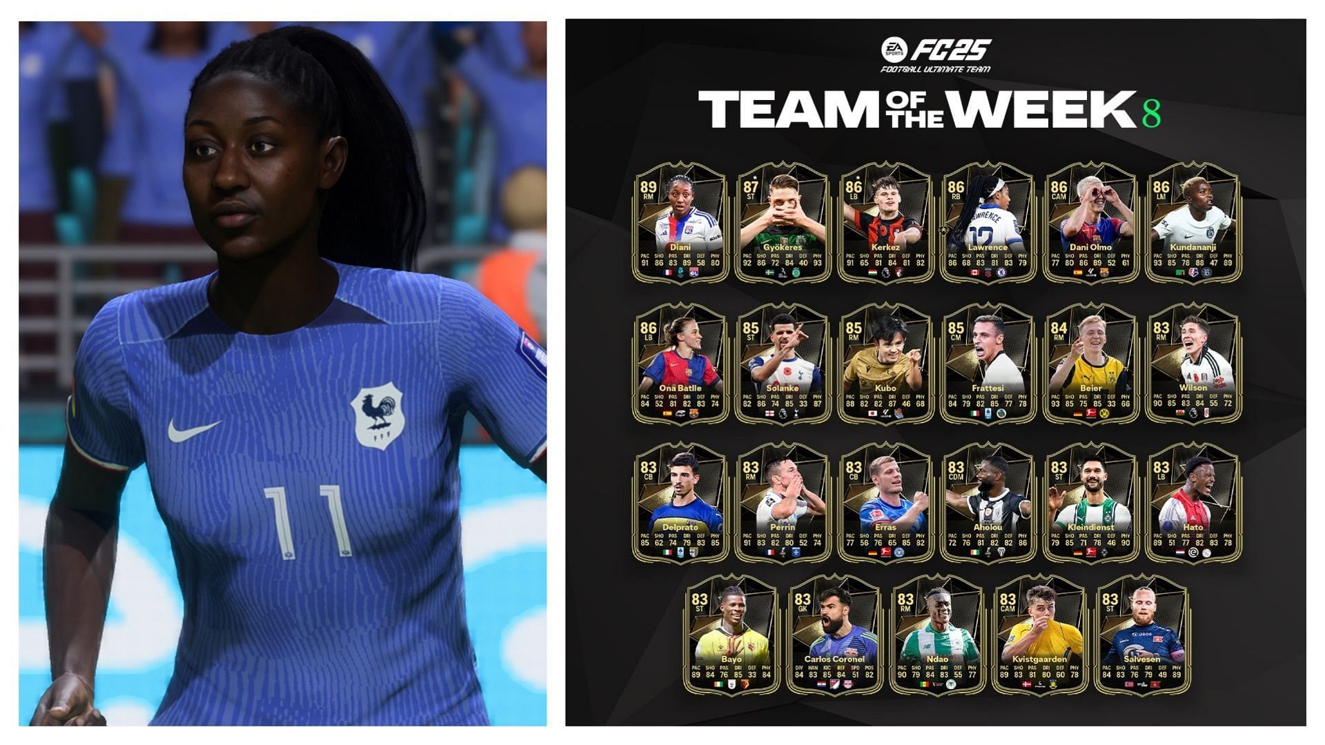 EA FC 25 TOTW 8 выпущен, главными игроками являются Диани и Гёкерес