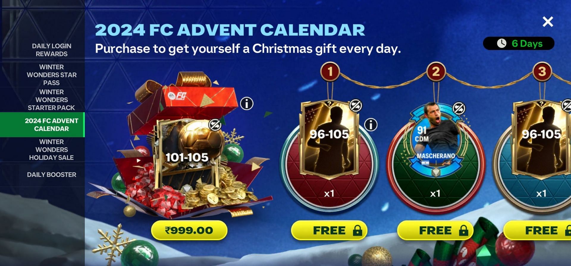 Final call for exclusive rewards in 2024 FC Advent Calendar on EA FC Mobile