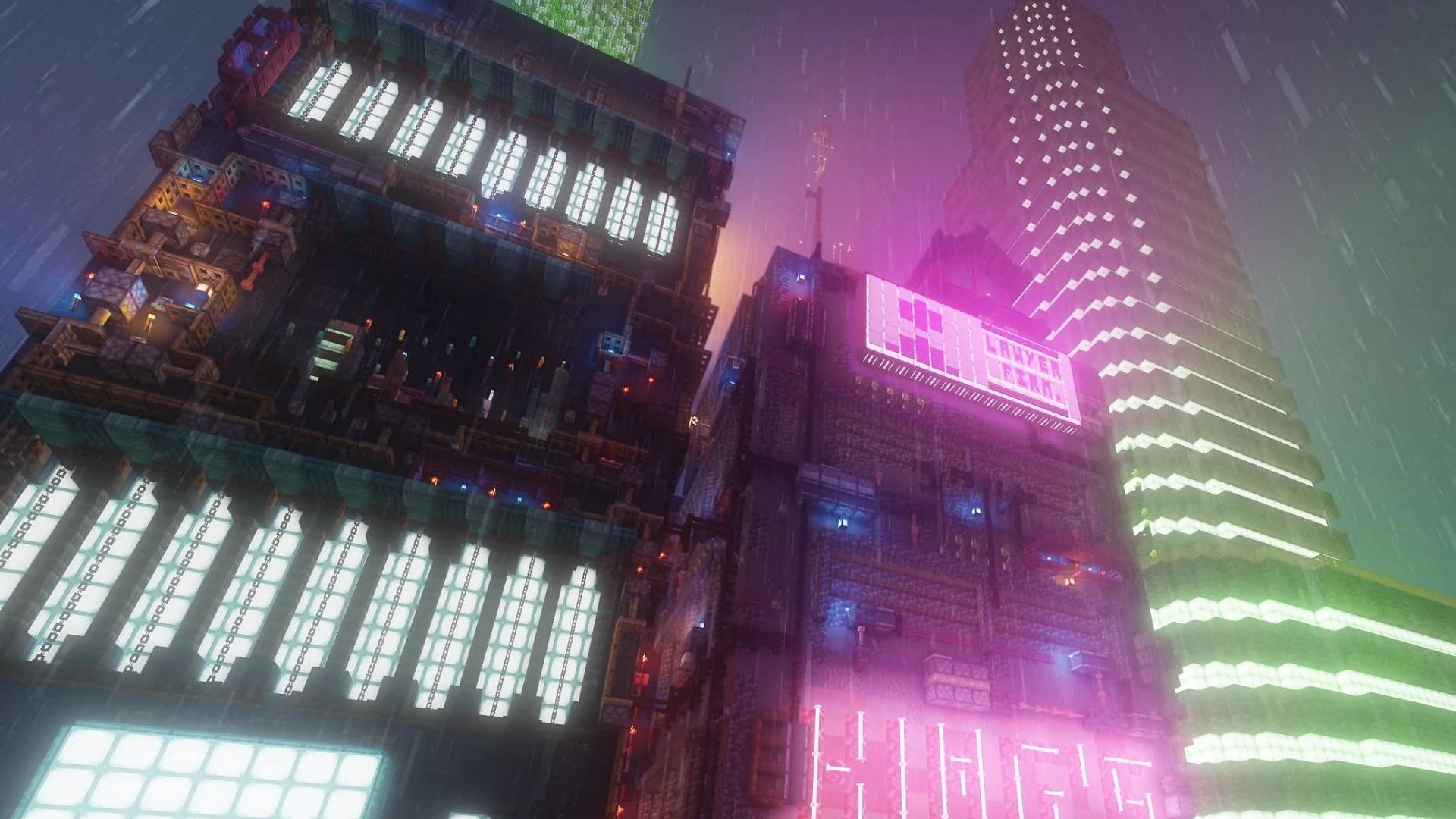 Minecraft player showcases beautiful Cyberpunk city build