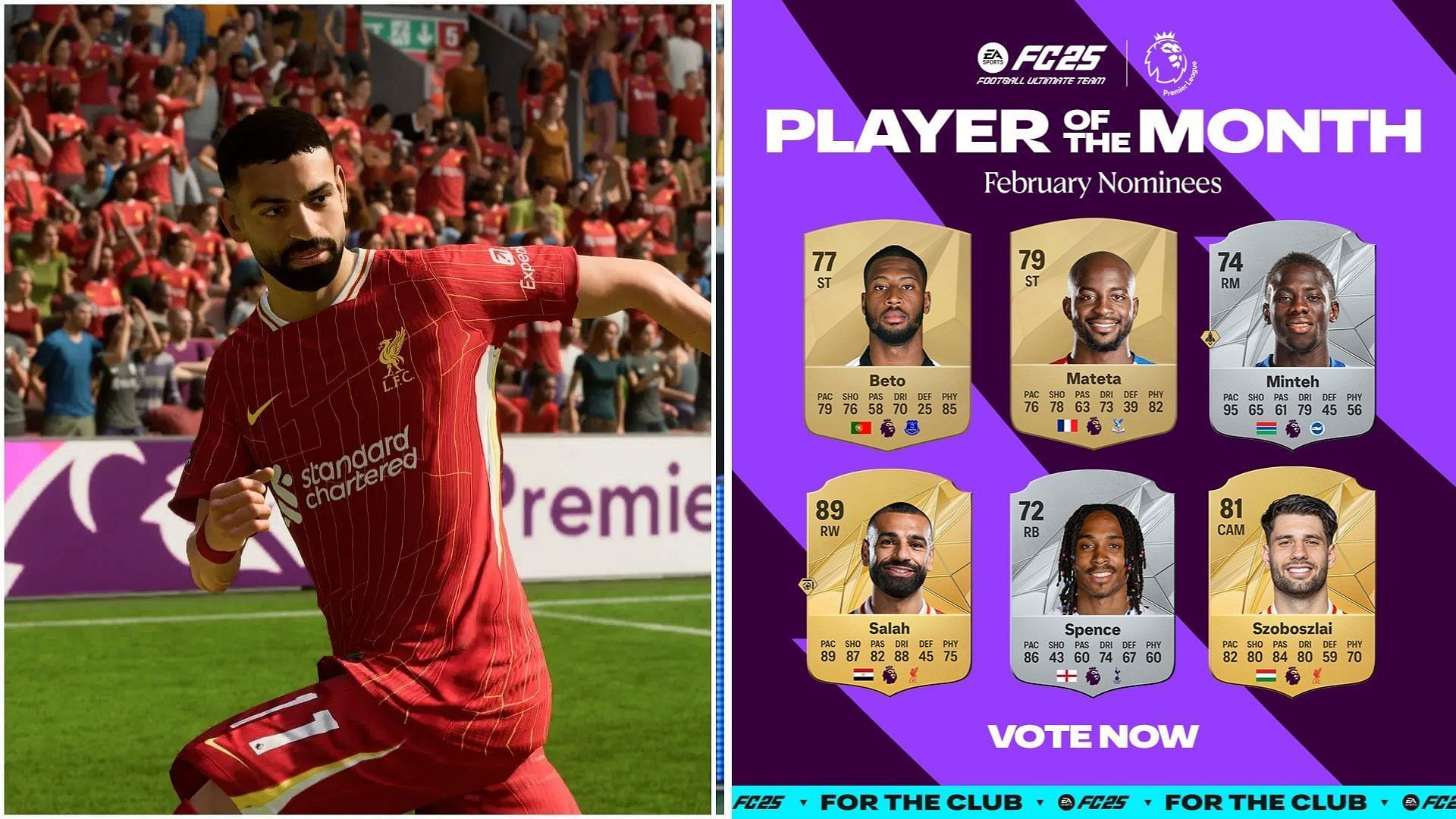 Номинанты EA FC 25 Premier League POTM за февраль раскрыты, Салах и Собосляй возглавляют список