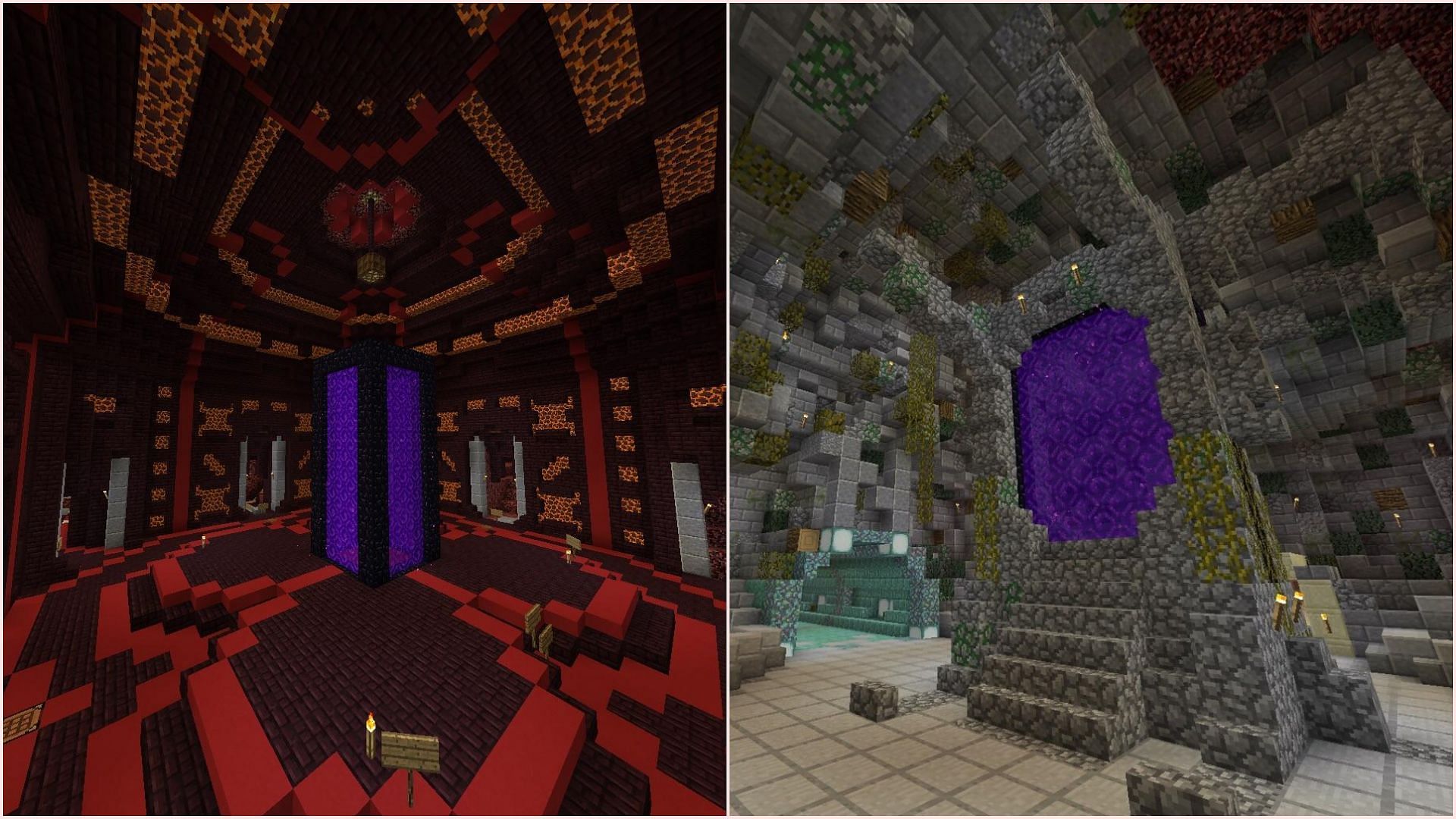 Лучшие дизайны хабов Nether в Minecraft