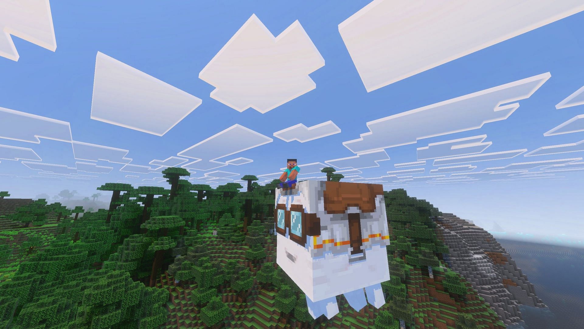 Как увеличить скорость полета happy ghast в Minecraft Java Edition с помощью команд