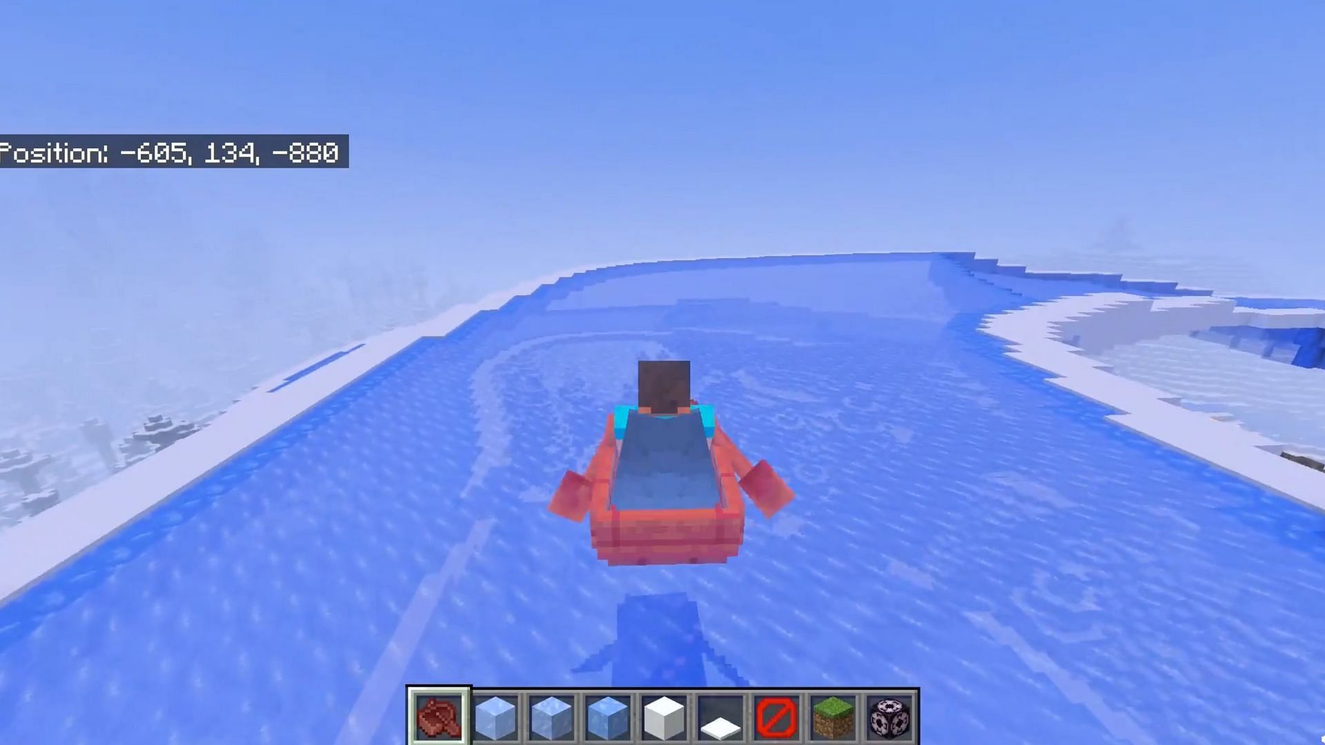 Странный баг Minecraft Bedrock влияет на гонки на лодках по льду