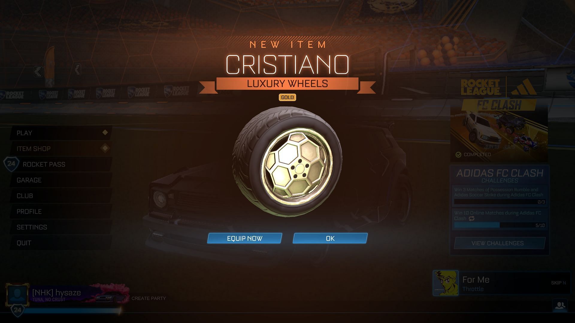 Как получить Gold Cristiano Wheels в Rocket League бесплатно