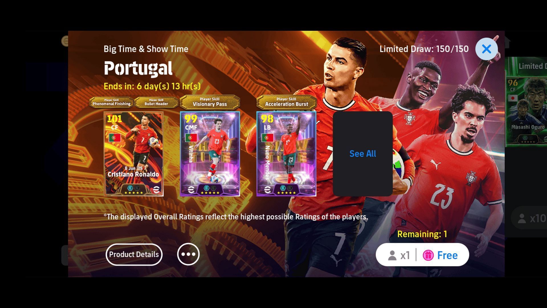 eFootball 2025 Big Time and Show Time Portugal Pack: расписание, цена и многое другое